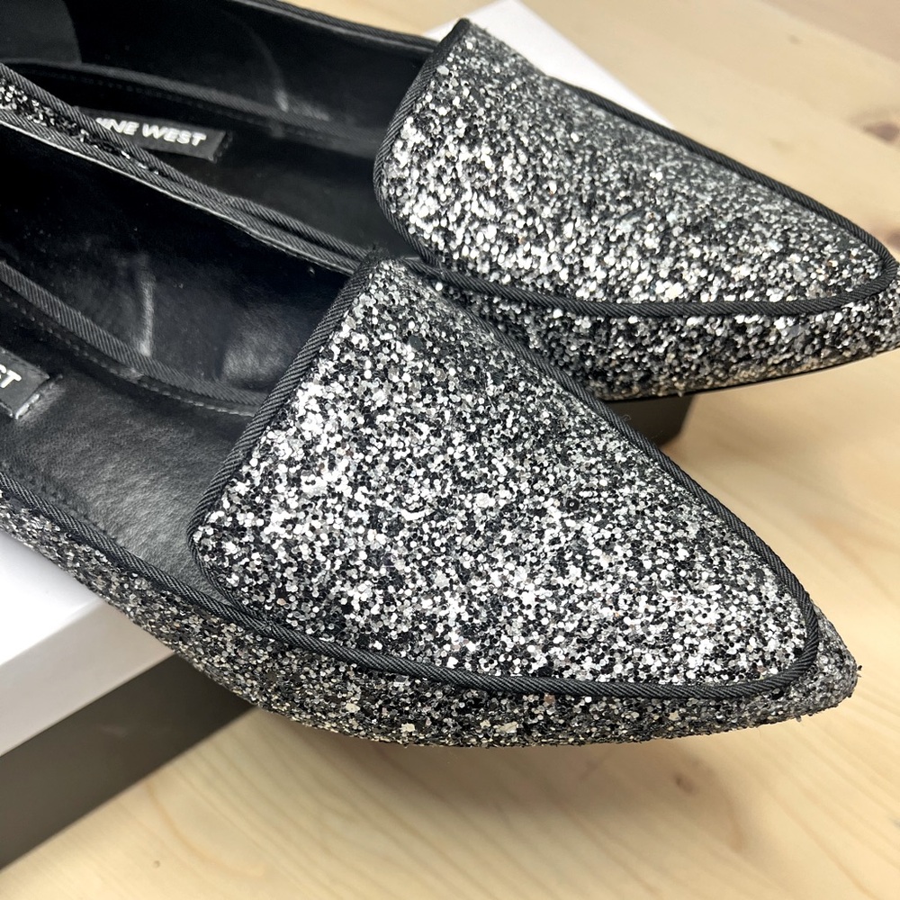 Nine West Pewter Multi Texture/ Sparkly Flats ✨